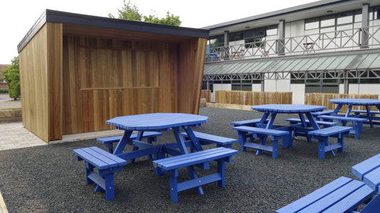 Transforming an outdoor rest area with recycled rubber chipping