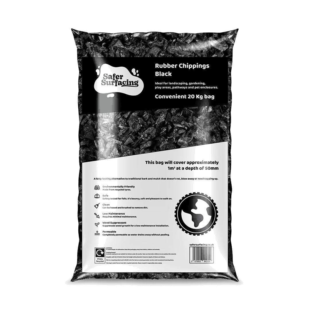 Black Rubber Chippings 8 - 20mm - Safer Surfacing